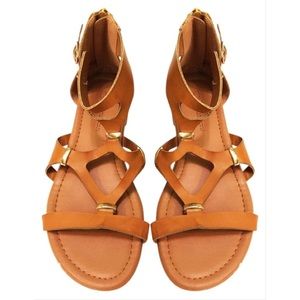 Chinese Laundry Tan Cutout Cut-Outs Flat Sandals 6